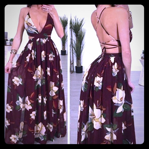 Half Sleeves Long Gown with Slit Papaya